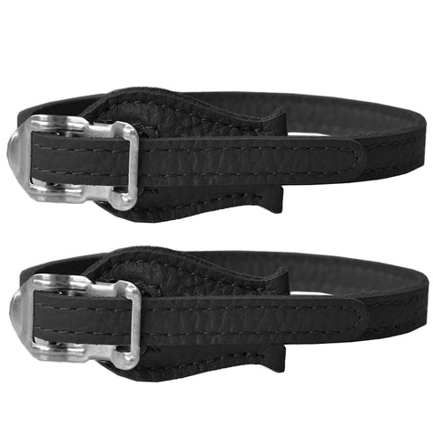 Black Deluxe Leather Toe Clip Straps