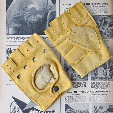 vintage suede leather cycling gloves