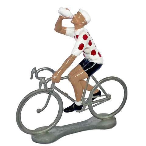Miniature Polka Dot Jersey Drinking Cyclist Model