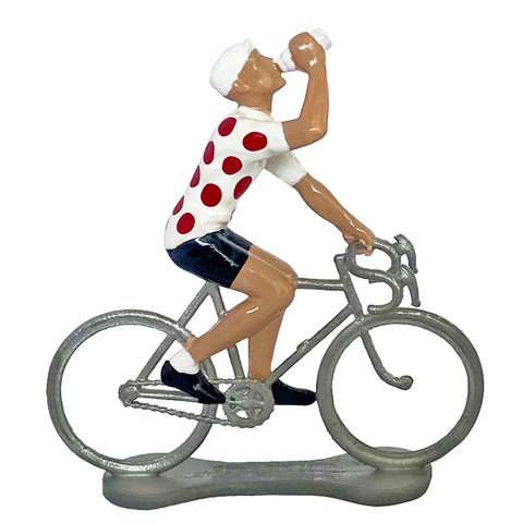 Miniature Polka Dot Jersey Drinking Cyclist Model