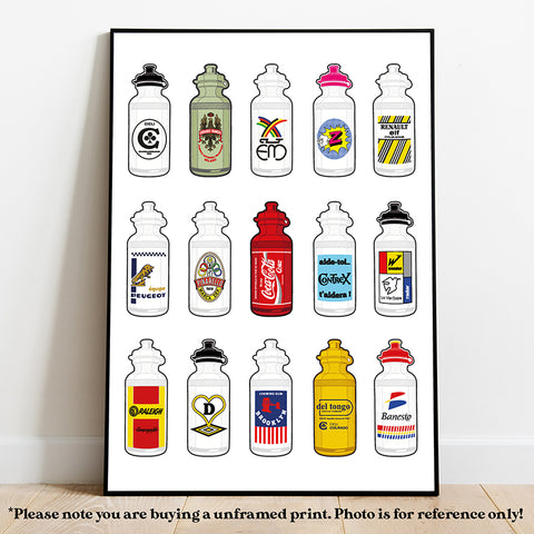 Vintage Cycling Bidons Art Print Poster