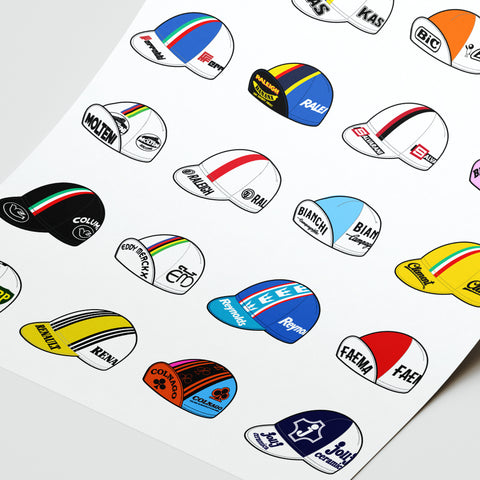 Cycling Caps Art Print Poster