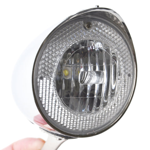 Vintage Style LED Bicycle Front Chrome Peaked Light
