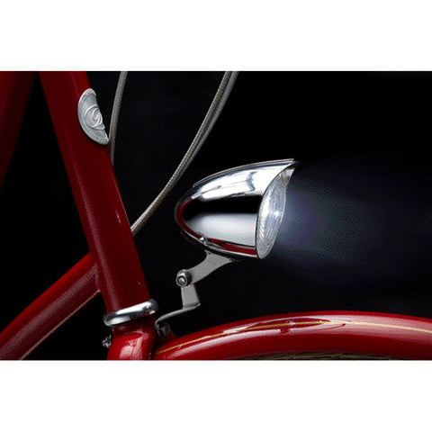 Vintage Style LED Bicycle Front Chrome Peaked Light