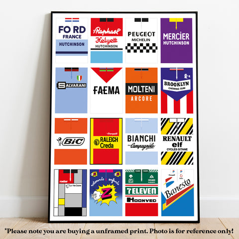 Cycling Jerseys Art Print Poster