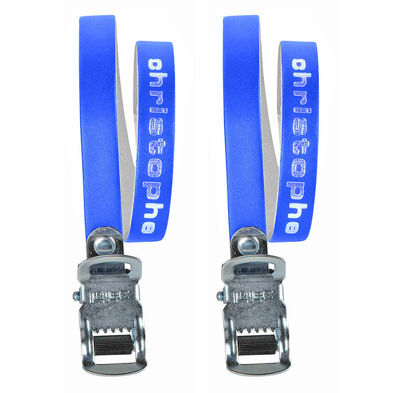 Christophe Blue Leather Cycle Toe Clip Straps