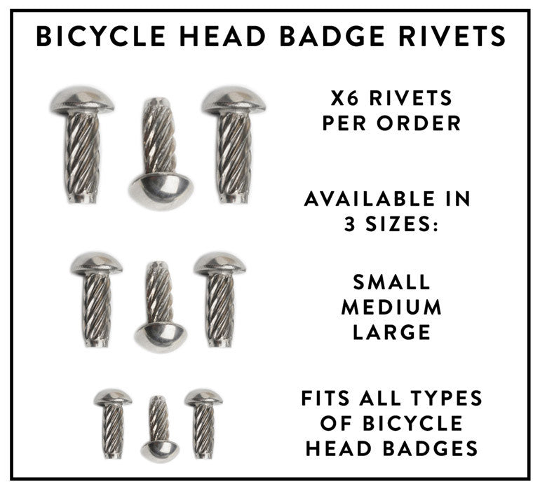 Pack of x6 Bicycle Head Badge Rivets