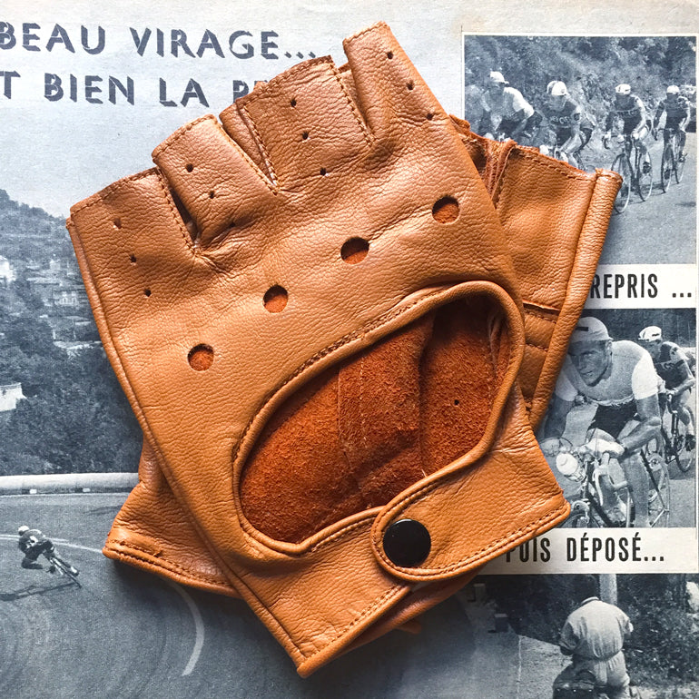 Tan Full Leather Cycling Gloves