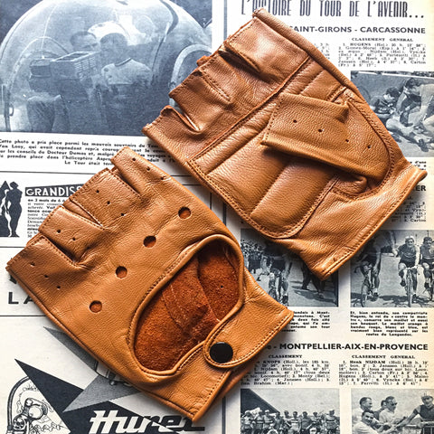Tan Full Leather Cycling Gloves
