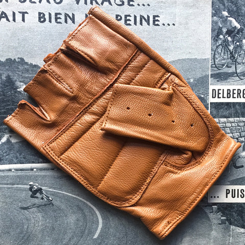 Tan Full Leather Cycling Gloves
