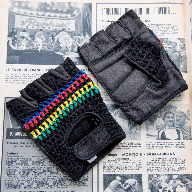 World Champion Black Leather Cycling Gloves